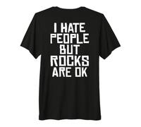 Backprint Odio Le Persone ma Le Rocce Sono Ok Schwarzer Maglietta Premium
