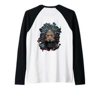 Backprint Potere Reale del Leone Maglia con Maniche Raglan