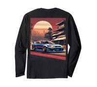Backprint Retro Tramonto JDM Giapponese Race Tuning Car Skyline Maglia a Manica