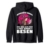 Backprint Sottovalutare mai Una Vecchia Donna malvagia con Scopa Felpa con Cappuccio