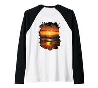 Backprint Spiaggia da Sogno Tropicale Relax sul Mare Onde Maglia con Maniche Raglan