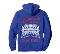 Backprint Tekno Only A Soundsystem is a Good System Felpa con Cappuccio, Unisex per Adulti, Blu Reale, XL