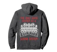 Backprint Tekno Only A Soundsystem is a Good System Felpa con Cappuccio, Unisex per Adulti, Grigio Scuro, XL