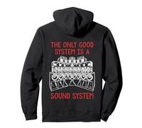 Backprint Tekno Only A Soundsystem is a Good System Felpa con Cappuccio, Unisex per Adulti, Nero, S