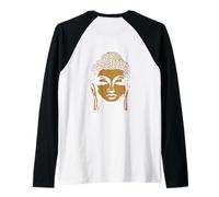 Backprint Testa di Buddha Siddhartha Gautama Maglia con Maniche Raglan