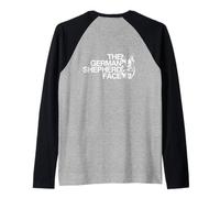Backprint The German Shepherd Face - Cane Pastore Tedesco Maglia con Maniche Raglan