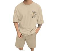 Backprint Tuta da uomo corta, set da due pezzi, tuta estiva da jogging con stampa divertente, 2 pezzi, per il tempo libero con magliette oversize e pantaloncini casual, alla moda Hip Hop Streetwear, X