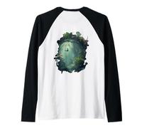 Backprint Un Percorso Attraverso magia del Bosco incantato Maglia con Maniche Raglan