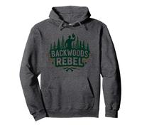 Backwoods Rebel: Rugged Outdoorsman Adventure Spirit Felpa con Cappuccio, Unisex per Adulti, Grigio Scuro, S