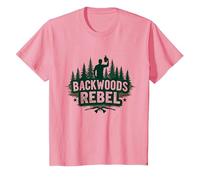 Backwoods Rebel: Rugged Outdoorsman Adventure Spirit Maglietta, Bambini, Rosa, 8 Anni