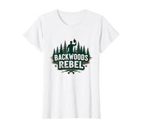 Backwoods Rebel: Rugged Outdoorsman Adventure Spirit Maglietta, Donna, Bianco, XXL