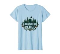 Backwoods Rebel: Rugged Outdoorsman Adventure Spirit Maglietta, Donna, Celeste, XS