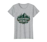 Backwoods Rebel: Rugged Outdoorsman Adventure Spirit Maglietta, Donna, Grigio Melange, M
