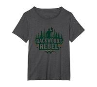 Backwoods Rebel: Rugged Outdoorsman Adventure Spirit Maglietta, Donna Plus-Size, Grigio Scuro, 2X