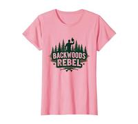 Backwoods Rebel: Rugged Outdoorsman Adventure Spirit Maglietta, Donna, Rosa, XS