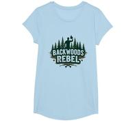 Backwoods Rebel: Rugged Outdoorsman Adventure Spirit Maglietta, Ragazze, Celeste, L