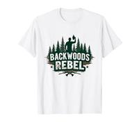 Backwoods Rebel: Rugged Outdoorsman Adventure Spirit Maglietta, Uomo, Bianco, M
