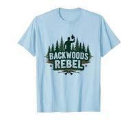 Backwoods Rebel: Rugged Outdoorsman Adventure Spirit Maglietta, Uomo, Celeste, M