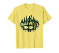 Backwoods Rebel: Rugged Outdoorsman Adventure Spirit Maglietta, Uomo, Limone, S