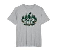Backwoods Rebel: Rugged Outdoorsman Adventure Spirit Maglietta, Uomo Taglie Grandi, Grigio Melange, 2X Tall