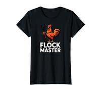 Backyard Chicken Farmer Flock Master Rooster Pitchfork Maglietta con Stampa Grafica Economica, Donna, Nero, L