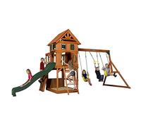 Backyard Discovery Atlantic Parco giochi, Casetta da Giardino per Bambini | In ltalene / scivolo / sabbiera / parete di arrampicata | Casetta con pavimento in legno per uso esterno in giardino