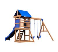 Backyard Discovery Aurora Parco giochi, Casetta per bambini in legno | Include altalene / scivolo / sabbiera / scala di arrampicata | Casetta bambini in legno