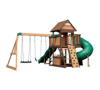 Backyard Discovery - Cedar Cove | Casetta per bambini in legno con altalene, doppia parete di arrampicata e panchina | Legno di cedro | Casetta in legno, Casetta per bambini in legno per esterni | Col