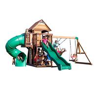 Backyard Discovery Cedar Cove | Parco giochi all'aperto per bambini, attrezzatura da gioco da giardino per bambini | Set da gioco/struttura da arrampicata in legno di cedro completo di due scivoli