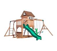Backyard Discovery Montpelier Parco giochi in legno con altalene, scivolo, parete di arrampicata e panchina | Casetta da Giardino per Bambini, Casetta in Legno per Bambini