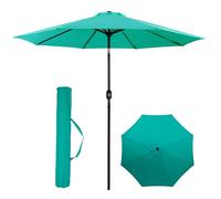 Backyard Expressions - Ombrello da terrazza con bottone automatico, sistema di ribaltamento e manovella, in poliestere resistente ai raggi UV, ombrellone con 8 costole, colore: acquamarina