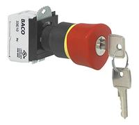 BACO BAL22GR01B L22GR01B - Interruttore di emergenza, anello anteriore, in plastica, con indicatore di stato 600 V, 10 A, IP69K, 1 pezzo