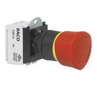 BACO Interruttore di arresto di emergenza L22ER01D Anello frontale in plastica Nero 600 V 10 A IP69K