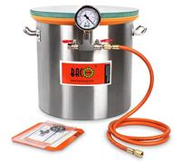 BACOENG Camera a Vuoto da 19 Litri con Coperchio in Vetro Temperato, Secchio Sottovuoto in Acciaio Inox 201, Camera di Degasaggio Contenitore Vuoto per Degasazione Stabile di Legno Resina Siliconica