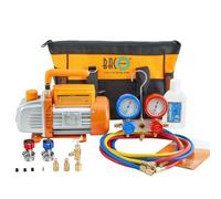 BACOENG Pompa Vuoto per Condizionatori con Kit Manometri Condizionatori, Kit Ricarica Aria Condizionata Auto Ideale per R134A R410A R407C Refrigeranti, Kit Pompa Vuoto per HVAC/Auto AC