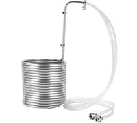 BACOENG Raffreddatore ad Immersione 1/2" x 15m, Raffreddatore Mosto in Acciaio Inox con 2 x 150 cm Tubo Flessibile, Spirale di Raffreddamento per la Produzione di Birra