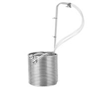 BACOENG Raffreddatore ad Immersione 3/8" x 15m, Raffreddatore Mosto in Acciaio Inox con 2 x 150 cm Tubo Flessibile, Spirale di Raffreddamento per la Produzione di Birra