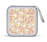 Bacon And Eggs - Custodia per CD divertente con 40 scomparti per riporre DVD, per auto, casa, viaggi