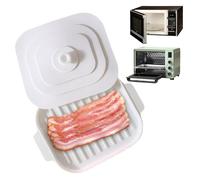 Bacon Cooker 11x8.2x0.8 '' Microonde vassoio pancetta e padella siliconica rapida con coperchio ＆ non gestisce il vassoio croccante per la cottura microonde, cottura
