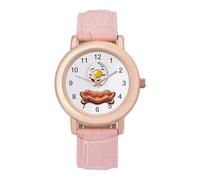 Bacon & Fried Egg Orologio da polso da donna personalizzato con cinturino morbido alla moda Regali per compleanni San Valentino