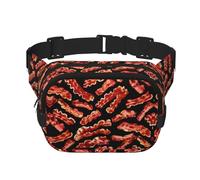 Bacon Pattern Print Square Waist Purse Double Layer Fanny BagTrendy Viaggio Marsupio per uomini e donne, nero, Taglia unica