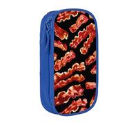 Bacon Pattern Stampa Pratico Astuccio Multiscomparto Ufficio Viaggi Scuola Arte Forniture Quotidiane, Blu, Taglia unica, Con tasca per il