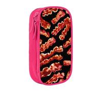 Bacon Pattern Stampa Pratico Astuccio Multiscomparto Ufficio Viaggi Scuola Arte Forniture Quotidiane, rosa, Taglia unica, Con tasca per il