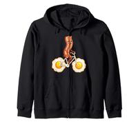Bacon Riding Egg Bicicletta Divertente Colazione Brunch Amanti del Cibo Felpa con Cappuccio