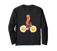 Bacon Riding Egg Bicicletta Divertente Colazione Brunch Amanti del Cibo Maglia a Manica