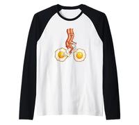 Bacon Riding Egg Bicicletta Divertente Colazione Brunch Amanti del Cibo Maglia con Maniche Raglan