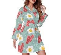 Bacons and Eggs - Accappatoio corto da donna a maniche lunghe, scollo a V,