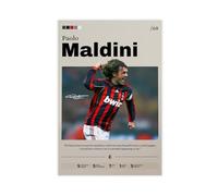 bacrhjlb Poster su tela con Paolo Maldini, decorazione per camera da letto, ufficio, camera da letto, regalo, 20 x 30 cm
