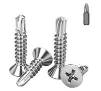 BACSHBY 60 Pezzi Viti Autoforanti M4.8x32mm Testa Svasata, Inox 410 | Impronta a Croce,Inserto Incluso,Acciaio Inossidabile,Viti Autofilettanti per Metallo e Lamiera,per Montaggio e Fai da Te