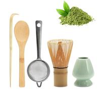 Bacxzomx 5 Pezzi Matcha Kit, Matcha Set Include Frusta Matcha in Bambù, Matcha Cucchiaino, Porta Frusta, Setaccio per il Tè Matcha, Regalo per gli Amanti del Tè Matcha